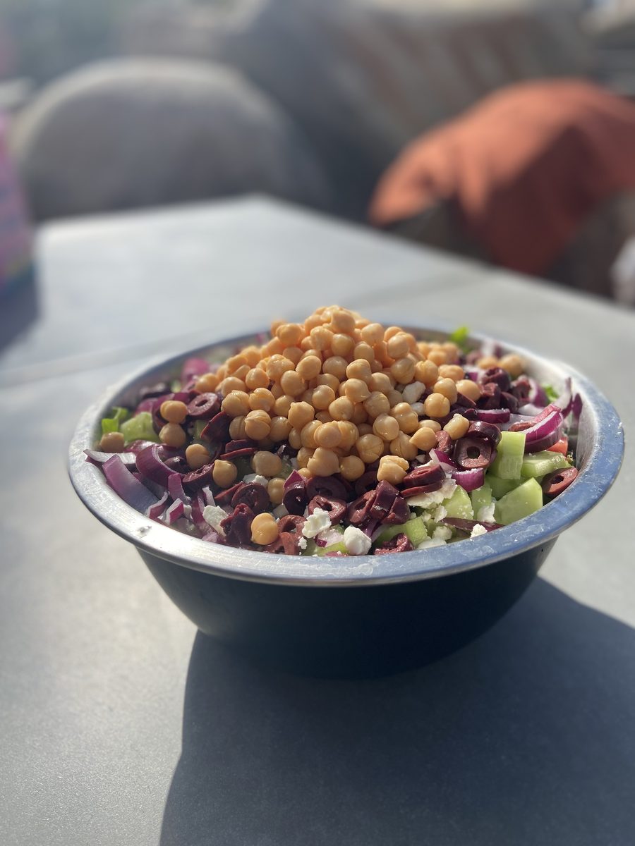 Mediterranean chickpea salad bowl