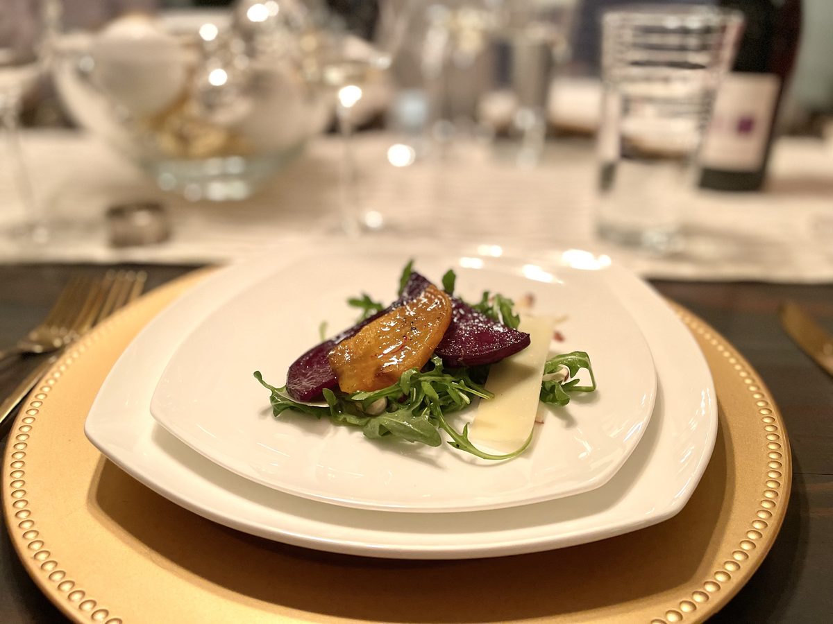 Roasted beet arugula salad