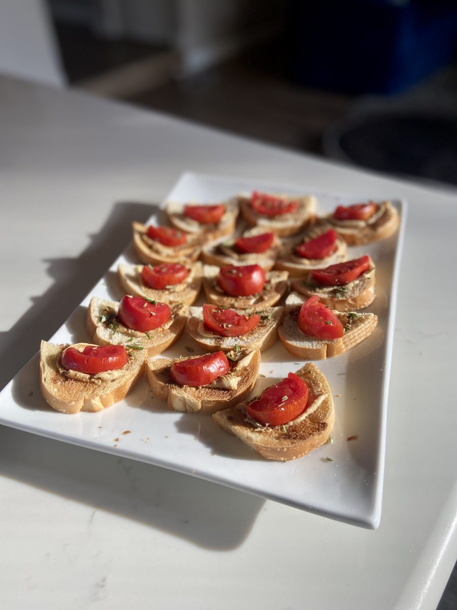 Tomato bruschetta on platter