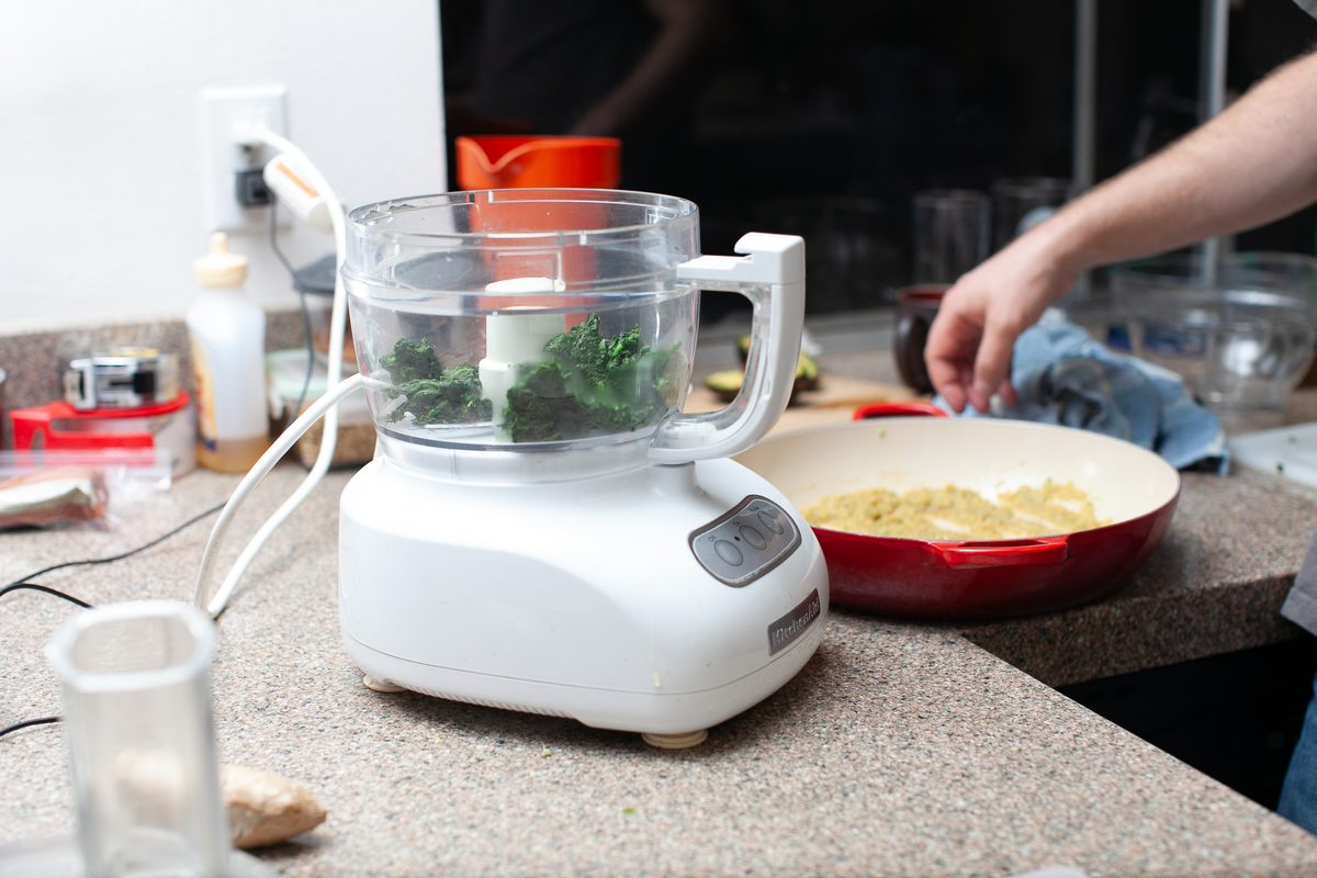 Kale in food processor