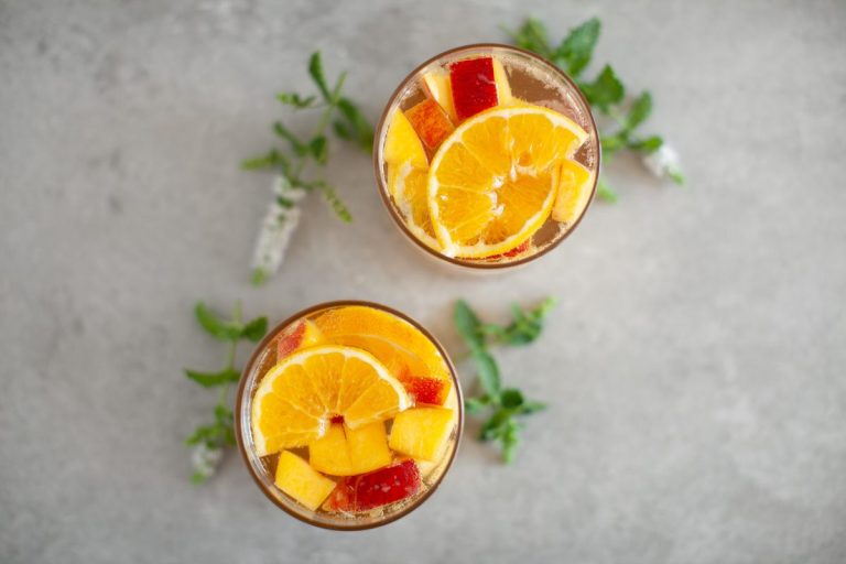 Peach orange sangria overhead
