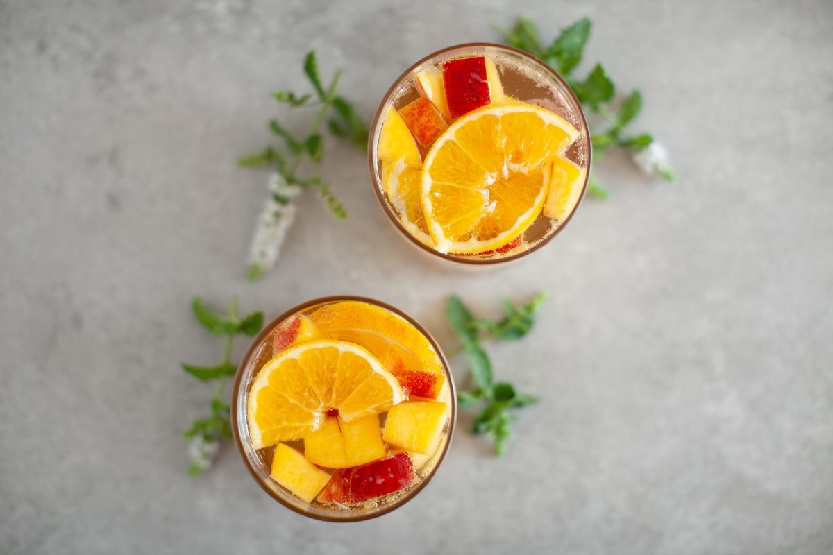 Peach orange sangria overhead