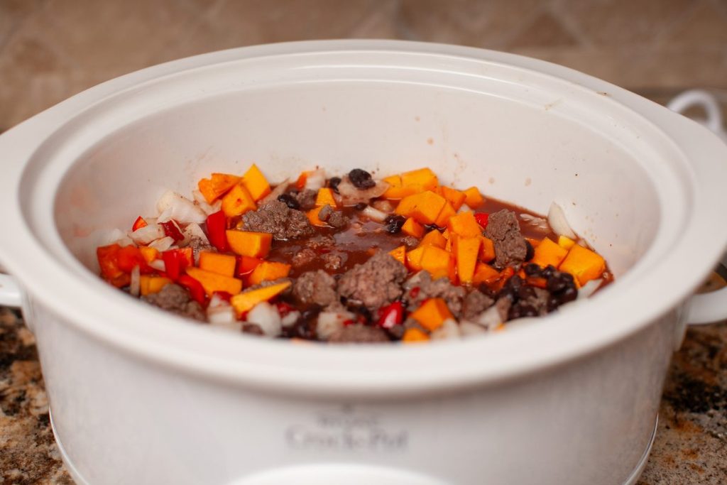 Slow cooker beef butternut squash chili